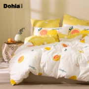 PLUS会员：多喜爱（Dohia）床品套件  四件套纯棉 蜜柚初夏 1.5米床 203*229cm