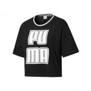 PUMA 彪马 女子短款撞色印花圆领短袖T恤 REBEL 579533