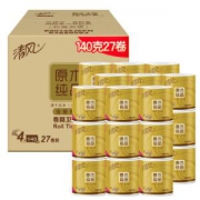 清风 原木金装卷纸 4层140克27卷*2件
