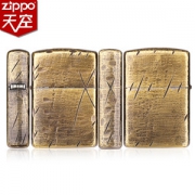美国原机进口 Zippo 19夏季新款 手工做旧黄铜刀痕 16孔防风打火机