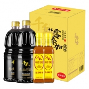 千禾 酱油料酒 零添加定制礼盒装（ 春曲原酿生抽1.28L*2+葱姜料酒500ml*2）*2件