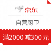 京东 自营厨卫 满2000减300元优惠券