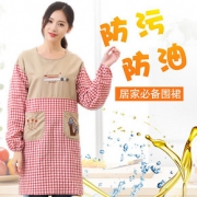 围裙罩衣女纯棉可爱日系时尚家用棉麻防污防油厨房做饭长袖工作服