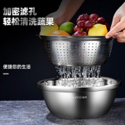 食品级304不锈钢盆子套装厨房家用加厚打蛋和面洗菜沥水篮漏汤盆