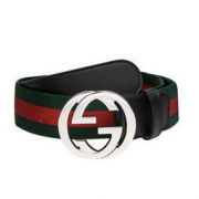 GUCCI 古驰 411924 H917N 男士织带互扣式双G腰带