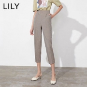 Lily 2020夏季新款 女士高腰九分垂感休闲西装小脚裤 多色