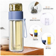 美甸 茶水分离杯双层玻璃杯