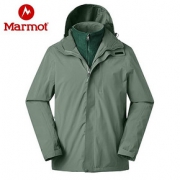 marmot/土拨鼠秋冬新款男士防风保暖抓绒三合一冲锋衣两件套