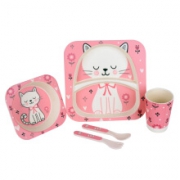 卓理（Zolitt） 宝宝饭盒餐盘    5件套 粉色猫
