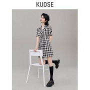12日0点：阔色 KSB2003009 女士格纹西装连衣裙