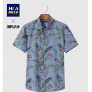 HLA海澜之家 HNECJ2E030A 牛津纺花卉印花衬衫