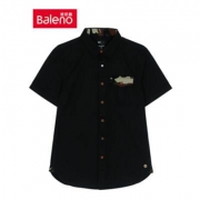 Baleno班尼路 休闲短袖衬衫 G8D暗灰军绿色