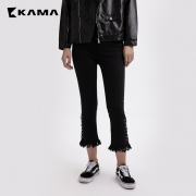 KAMA 卡玛 7318351 女士流苏牛仔裤