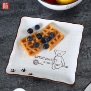 顺祥陶瓷小熊餐盘家用创意西餐盘汤盘欧式牛排盘微波炉