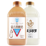 蒙古特产 兰格格 草原酪酸奶+炭烧熟酸奶 2斤*2瓶