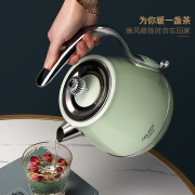 4.9分，复古欧式烤漆，高颜值，4色：1.5L 奥林格 不锈钢电热水壶ALG-P11