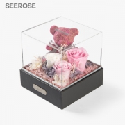七夕礼物 Seerose 进口永生花小熊 我爱你宝贝礼盒