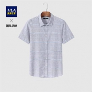HLA 海澜之家 HNECJ2E007A 男士舒适格纹短袖衬衫