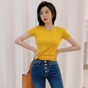 JEANSWEST 真维斯 JY-01-274888 女士圆领纯色短袖T恤