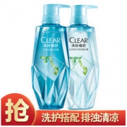 清扬植觉无硅油洗发护发套装 竹叶精华 洗发露380ml+精华素375ml *3件