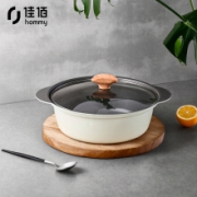 京东PLUS会员： 佳佰 白色汤锅 复底不粘锅 24cm *2件