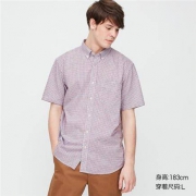 UNIQLO 优衣库 427307 男装优质长绒棉格子衬衫(短袖)