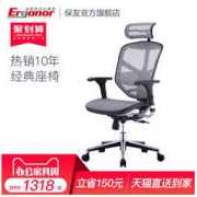 保友Ergonor电脑椅 联友人体工学椅 金卓高配版Enjoy办公椅子 银白色网椅