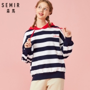 Semir 森马 19-078160204 女士连帽条纹卫衣