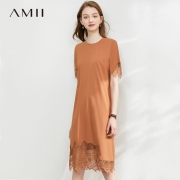 Amii 极简 QZ-1207TM0139 女士蕾丝拼接连衣裙