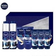 12点开始： NIVEA 妮维雅 男士水活保湿精华套装礼盒(水活小蓝管50g*2赠洗面奶50g*2+精华10g*3或沐浴露50ml*3+洁面3g*10)