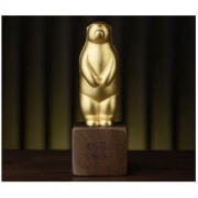 铜师傅 《斗志昂扬》全铜真金鎏镀摆件