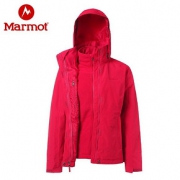 marmot/土拨鼠秋冬新款防泼水保暖女式夹克外套抓绒三合一冲锋衣