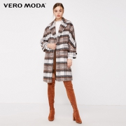 VeroModa   格纹中长款毛呢大衣（需凑单）