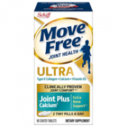 新品，Schiff 旭福 Move Free 益节 极致骨胶原UC-Ⅱ+钙+维生素D3软骨素60粒 白瓶