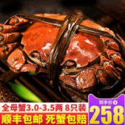 京东PLUS会员：蟹王世家 现货大闸蟹礼盒 全母蟹2.3两-2两 8只