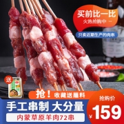 撸串串 内蒙6月龄羔羊 腿肉羊肉串 120g*12袋 共72串