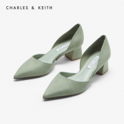 复古粗跟！CHARLES & KEITH CK1-60920181 女士尖头粗跟单鞋