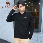 骆驼男装 修身珠地棉 商务休闲长袖Polo衫