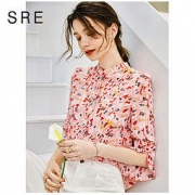 SRE AEH010 立领小碎花雪纺衫
