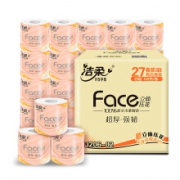 28日0点：洁柔(C&S)卷纸 粉Face 加厚4层105g卫生纸*27卷整箱销售