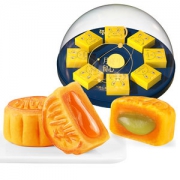 百草味 中秋奶黄流心月饼礼盒 400g/8只 礼盒自带发光特效