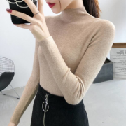 贝尔漫 女士半高领紧身打底针织衫 9.9元包邮