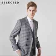 时尚复古！SELECTED 思莱德 41925X504 男士修身商务正装西装