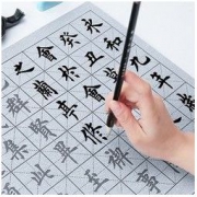 纸上耕耘 水写布毛笔书法字帖 12件套（兰亭序4张+基础5张+书法教程+毛笔+水碟）