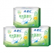 聚划算百亿补贴：ABC 澳洲茶树精华棉柔表层纤薄日用卫生巾 240mm*8片*3包 15.5元包邮