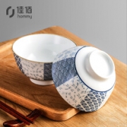 京东PLUS会员：佳佰 陶瓷碗 春语 4.5寸饭碗*6个装