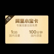 中国联通 阿里小宝卡 19元/月 1GB通用+40GB定向+100分钟