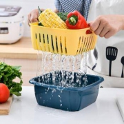 点魅  方形塑料保鲜盒 带盖沥水篮