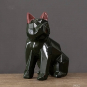 翻旧事 北欧 几何斗牛犬大墨绿 摆件