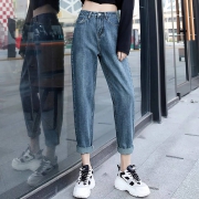德玛纳    高腰直筒女士牛仔裤